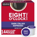 Eight Clock, Dark Italian Roast, K-cup Pods, Coffee, 144 Count. Fixed Price $68.89.
