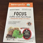 Bareorganics Focus Coffee With Superfoods Boosted By Probiotics 10 Pods M. Roast. Fixed Price $10.99.