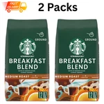 Starbucks Breakfast Blend Ground Coffee Medium Roast Hot/iced 12OZ Pack. Fixed Price $14.99.