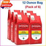 Community & Chicory Decaf Coffee, Medium Dark Roast, 12 Ounce Bag, 6 Pack. Fixed Price $69.97.