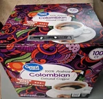 Great Value 100% Colombian Medium Dark Roast Ground Coffee Pods, 33.1 Oz, Ct. Fixed Price $32.00.