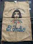 Burlap Jute Coffee Bag Cafe De Costa Rica "el Indio" Great Shape! (27X40) Large. Fixed Price $26.99.