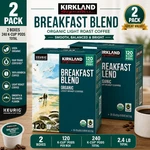 2-PACK Kirkland Signature Coffee Organic Breakfast Blend K-cup Pod, 120-COUNT. Fixed Price $110.95.