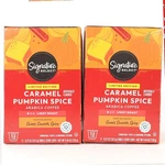 Signature Select, Caramel Pumpkin Spice, Light Roast, 12 K-cups, Bb: 7/13/2026. Fixed Price $15.99.