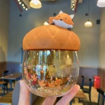 Christmas Starbucks Autumn Acorn Cute Fox Cup Double Wall Glass Coffee Mug 8OZ. Fixed Price $29.98.