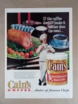 1960S Cains Coffee Hotel Rack Lamb Chef Restaurant Cup Vintage Poster Print Ad. Fixed Price $8.75.