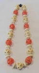 Cream & Coral Art Deco Carved Plastic Bead Choker Necklace Mib. Fixed Price $34.99.