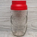 Maxwell House Coffee Jar Clear Glass Container Red Lid Embossed Logo 7.5IN Vtg. Fixed Price $9.99.