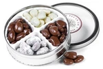 Four Chocolate Pecan Gift Tin 1 Lb Or 2 Millican San Saba, Texas. Fixed Price $44.99.