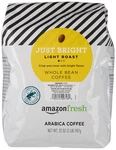 Amazon Fresh, Just Bright Whole Bean Coffee Light Roast, 32 Oz. Fixed Price $18.89.
