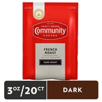 Community Coffee French Dark Roast, Pre-measured 3 Oz Packs, Box 20. Fixed Price $25.00.