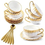 Gold Rimmed Ceramic With Saucer Cappuccino Mug, 6 Oz, For Coffee, .... Fixed Price $43.40.
