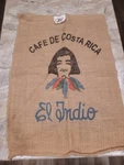 Cafe Costa Rica Burlap Coffee Sack 40X26" Large Bag Double Sided With Tag Vtg. Fixed Price $22.97.