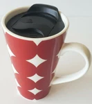 Starbucks 14OZ Ceramic Latte Red/diamond Travel Coffee Mug/cup W/handle/lid New. Fixed Price $19.00.