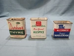 Vtg Lot Of 3 Tins- Mccormick Marjoram, Ann Page Allspice, Durkee's Thyme. Fixed Price $9.99.