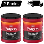 2 Pk-folgers Black Silk Ground Coffee, Smooth Dark Roast 9.6 Oz Canister. Fixed Price $16.99.