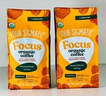 Four Sigmatic Organic Ground Coffee, Focus Lions Mane, Mushroom & Yacon, Dark X2. Fixed Price $34.99.