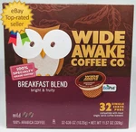 Wide Awake Coffee Single Serve Pods (32 Count, Breakfast Blend). Fixed Price $36.38.