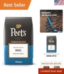 Indulge Peet's 18 Oz Medium Roast Single Origin Brazil Coffee - 100% Arabica. Fixed Price $29.98.