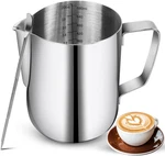 Milk Frothing Pitchers 20 Oz, Stainless Steel Espresso Steaming With Dec. Fixed Price $14.53.