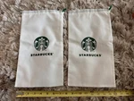 2 X New Starbucks Asia White Green Reusable Drawstring Dust Bags 7.5 13. Fixed Price $8.99.