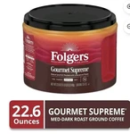 Folgers Gourmet Supreme Coffee. Med Dark 22.6 Oz. Fixed Price $28.99.