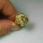 14K Yellow Gold Finish Men's Round-cut White 3 Diamond Lion Head Ring. Fixed Price $99.59.