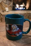 Vintage Barnies Coffee Tea Santa Claus Christmas Mug Green 90S Mall Brand. Fixed Price $11.99.
