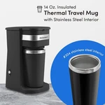 Single Serve Compact Coffee Maker Brewer W/ 14OZ Thermal Travel Mug Capsule. Fixed Price $27.73.