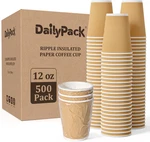500 Pack 12 Oz Insulated Ripple Paper Coffee Cups For Home & Events. Fixed Price $133.99.