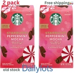 Starbucks Coffee Peppermint Mocha Ground Light Roast 11 Oz 2 Bag Old Stock. Fixed Price $18.20.