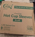 10-24 Oz. Kraft Coffee Cup Sleeve Jacket Clutch 1200/CASE. Fixed Price $72.50.
