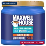Maxwell House Half Caff Original Medium Roast Ground Coffee, 25.6 Oz Canister. Fixed Price $15.70.