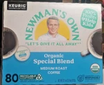 Newman's Own Organics Special Blend Coffee K-cup Pods ,medium Roast, 80CT. Fixed Price $32.00.
