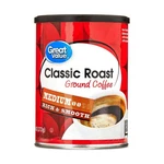 Great Value Classic Roast Ground Naturally Caffeinated Coffee, 9.6 Oz Canister. Fixed Price $12.43.