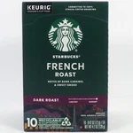 Starbucks French Roast, Dark Coffee, 10 K-cups, Best By: 4-6/24. Fixed Price $12.99.