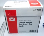 Don Double Zipper One Quart Bag 500 Pack 7"X8" 1176338 Nib. Fixed Price $40.00.
