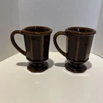 Chefs Ware Usa Brown Octagon Footed Coffee Cup/mug Restaurant 6OZ Set 2. Fixed Price $29.99.