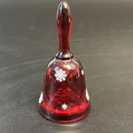 Vtg Fenton Ruby Red White Snowflake Musical Glass Bell Christmas Holiday. Fixed Price $16.99.