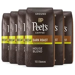 Peet's Coffee, Dark Roast Ground Decaf House Blend 6 Bags 10.5 Ounces. Fixed Price $74.04.