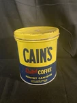 Vintage Cains Coffee Tin Metal Can, Good Condition. For Display, Little Rust. Fixed Price $14.00.