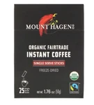 Mount Hagen, Organic Fairtrade Instant Coffee, 25 Single Serve Sticks, 50G. Fixed Price $11.99.