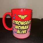 Wonder Woman Coffee Mug Cup Red Strongest Alive Zak! Designs Dc Comics Guc. Fixed Price $14.00.