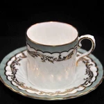 Aynsley Swirl 3 Coffee Can Cups & Saucers 1950-1952 Demitasse Sage Green W/gold. Fixed Price $95.98.