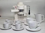 Salton Cafe Cappuccino Coffee Espresso Massine Bar EX45KITW With Cups Spoons. Fixed Price $25.79.