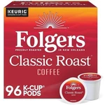 Folgers Classic Roast Coffee, Medium K-cup Pods, 96 Count. Fixed Price $43.99.