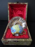 Antique Satsuma Ottoman Turkish Silver Coffee Cup Boxed, With Sultan Tughra. Fixed Price $400.00.