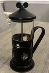 Disney Mickey Mouse Coffee French Press Metal & Glass W/ Cutouts 8 Tall Euc. Fixed Price $23.99.