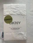 Dkny Pure 100% Cotton Sateen Two Standard / Queen Pillowcases Pair White. Fixed Price $24.00.