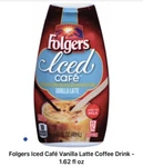 Folgers Iced Cafe Vanilla Latte Coffee Drink Concentrate 10 Calories Per Serving. Fixed Price $14.00.